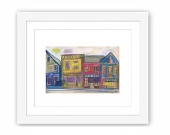 Frenchtown Race Street Buildings - Print and Framed - Street Scene Small Town New Jersey