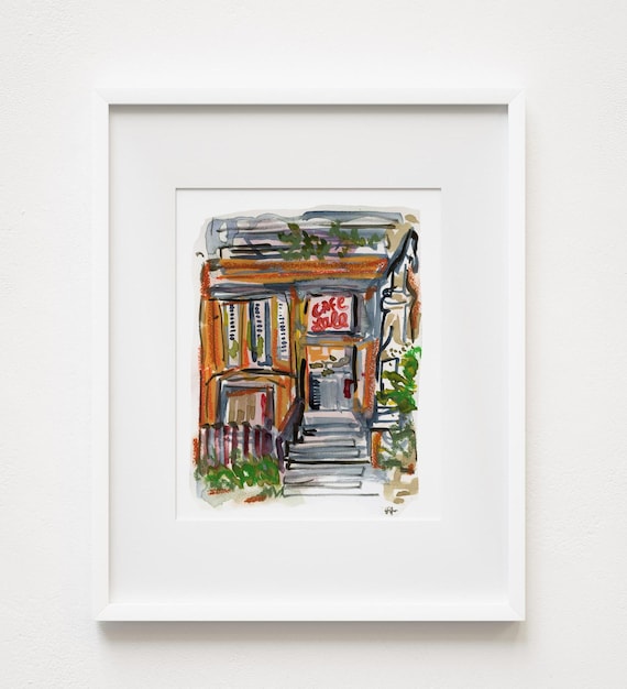Print Cafe Lalo - Upper West Side Cafe Storefront NYC Watercolor