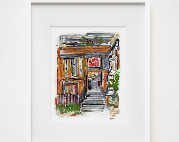 Print Cafe Lalo - Upper West Side Cafe Storefront NYC Watercolor