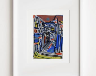 Macdougal Street Minetta Tavern - Print and Framed - Illustration Watercolor and Gouache Painting Greenwich Village