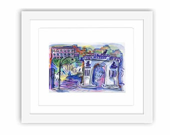 Prospect Heights - Print and Framed - Brooklyn Watercolor Illustration Manhattan