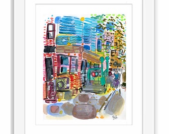 Print Fort Hamilton Parkway F Train Windsor Terrace - Watercolor Brooklyn Painting