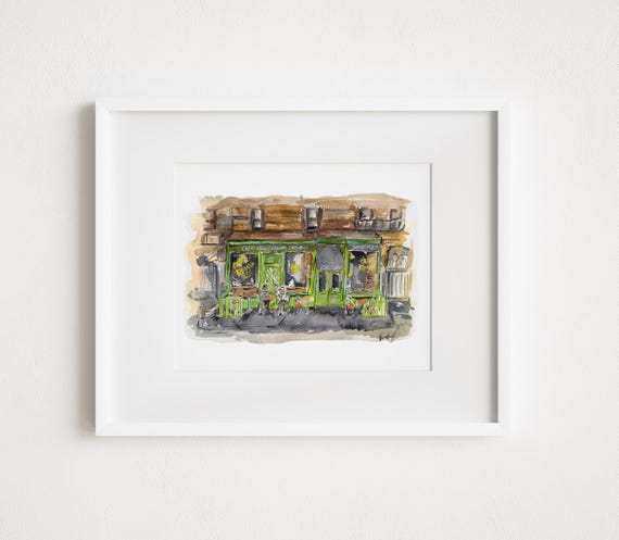 Print or Framed - Caffe Reggio Illustration Print, New York City, Travel Watercolor, NYC Watercolor
