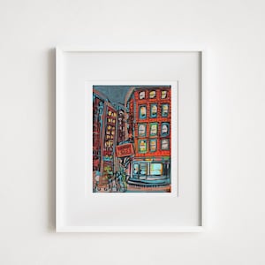 Fanelli Cafe Print: Soho Manhattan Watercolor Painting, Urban Sketch