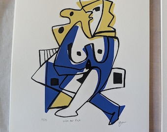 Original Silkscreen Print Series - With Her Fish - Printmaking on Paper