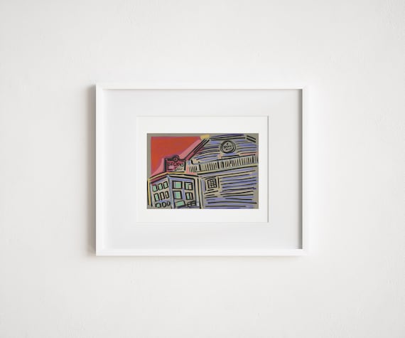 Becky’s Diner Portland Maine Art Print - Colorful Urban Architecture Illustratio - Coastal New England