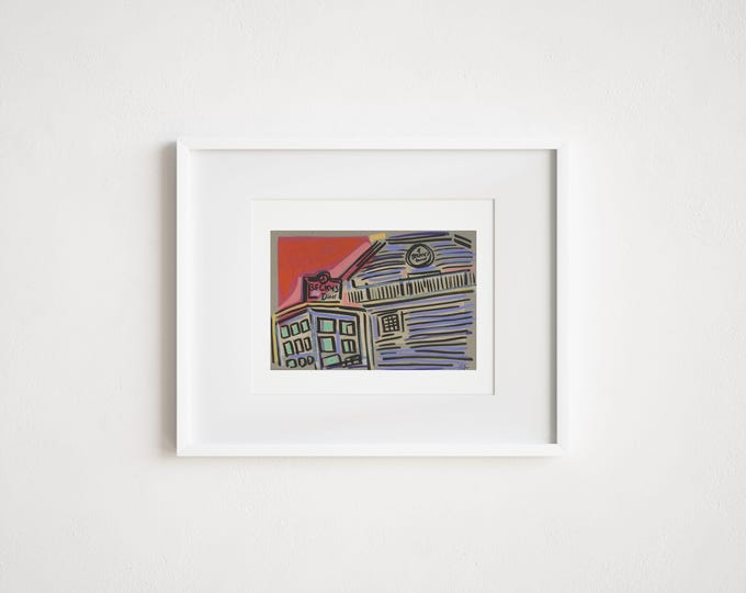 Becky’s Diner Portland Maine Art Print - Colorful Urban Architecture Illustratio - Coastal New England