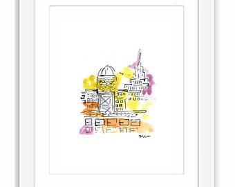 NYC Watercolor Print: Brooklyn Sahadis Urban Sketch