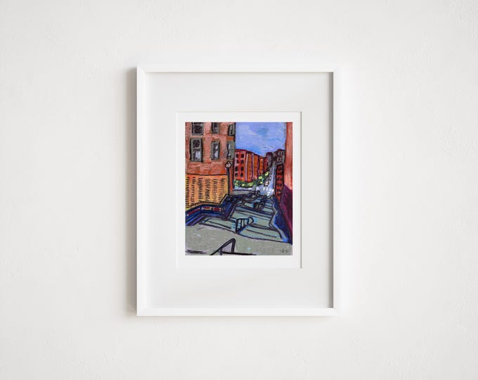 Washington Heights Print: Hudson Heights 187th Steps Watercolor Painting