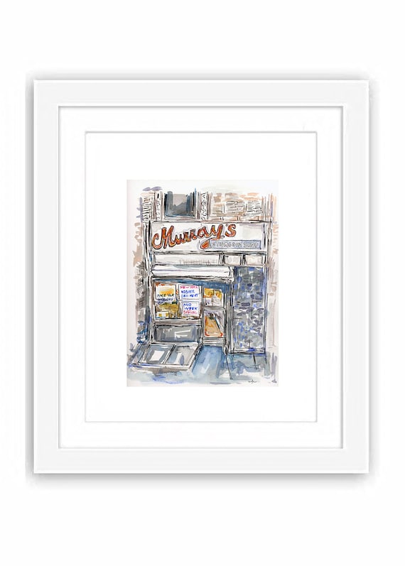 Watercolor Murray's Sturgeon Shop Upper West Side New York City - Print and Framed - Manhattan Old Storefront Classic New York