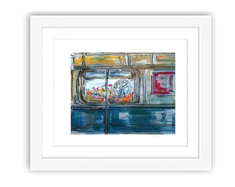 Print Coney Island Luna Park - Print and Framed - New York City Brooklyn Watercolor Gouache Painting