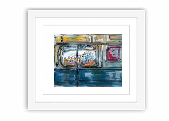 Print Coney Island Luna Park - Print and Framed - New York City Brooklyn Watercolor Gouache Painting