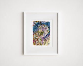 Boston MA Map Print: Watercolor Illustration