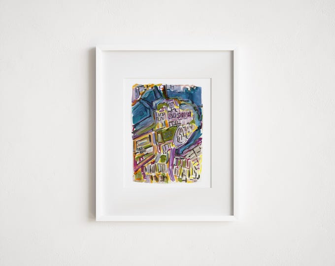 Boston MA Map Print: Watercolor Illustration