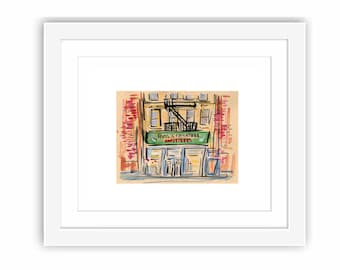 Russ and Daughters Watercolor Print: NYC Lower East Side Storefront