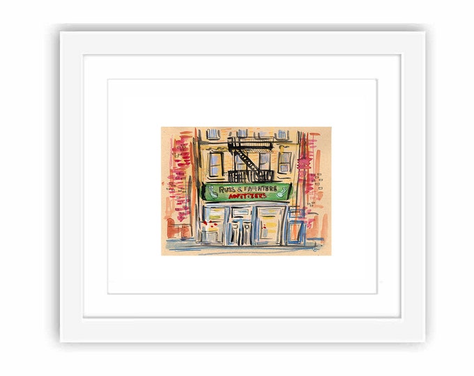 Russ and Daughters Watercolor Print: NYC Lower East Side Storefront