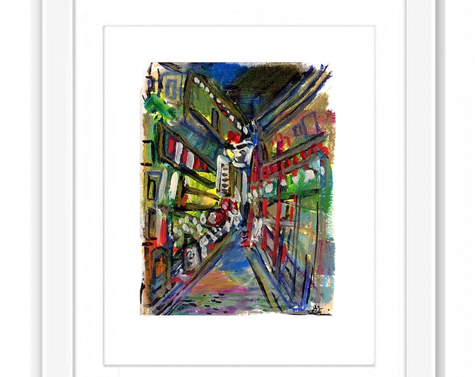 Tokyo Alley Print: Abstract Cityscape Painting