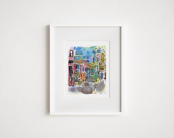 Print Fort Hamilton Parkway F Train Windsor Terrace - Watercolor Brooklyn Painting
