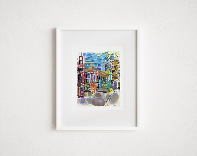 Print Fort Hamilton Parkway F Train Windsor Terrace - Watercolor Brooklyn Painting