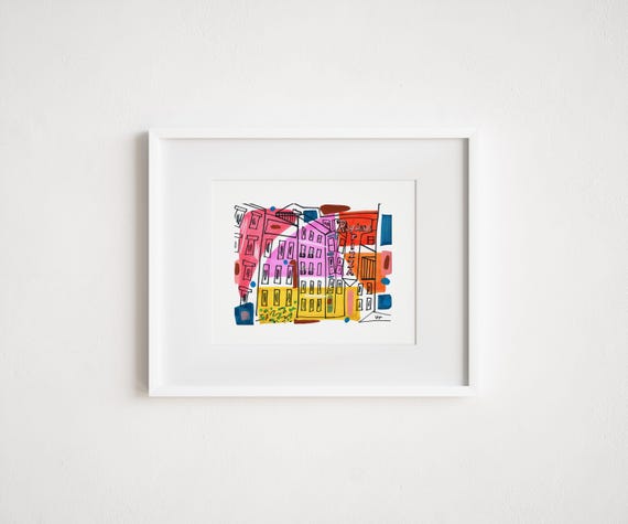Pizzeria Regina Illustration  - Print and Framed - Watercolor of Boston Classic Restaurant Sign North End