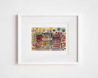 Joyce Theater Chelsea Manhattan - Print and Framed -  Mixed Media Watercolor New York City