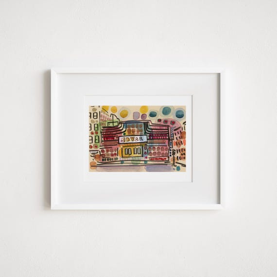 Joyce Theater Chelsea Manhattan - Print and Framed -  Mixed Media Watercolor New York City