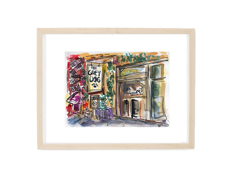 Print Grey Dog/'s West Village Watercolor Print Urban Sketch Painting