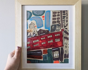 Framed West 125th Street Painting: Original New York City Art