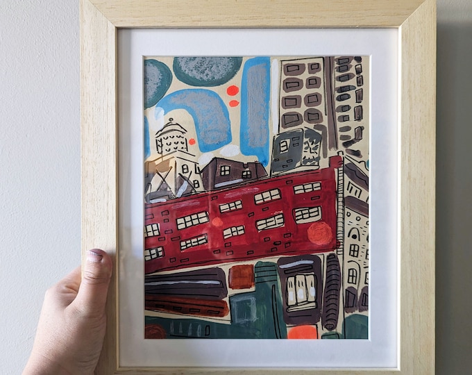 Framed West 125th Street Painting: Original New York City Art