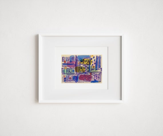 Brattle Bookshop in Downtown Boston - Print and Framed -  Illustration Watercolor City New England Street Scene Old Shop