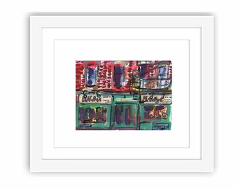 Print and Framed - Print McNulty's Tea and Coffee in West Village - Watercolor Ink Gouache Old Storefront City Building