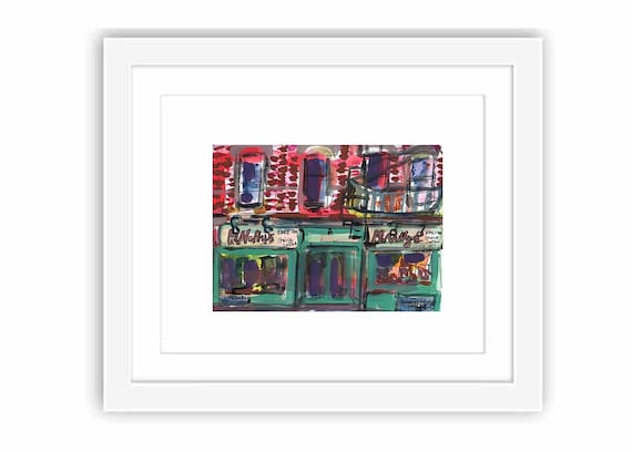 Print and Framed - Print McNulty's Tea and Coffee in West Village - Watercolor Ink Gouache Old Storefront City Building