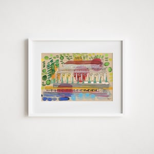 The Prospect Park Boathouse - Print and Framed - New York City Brooklyn Urban Watercolor New York City Parks