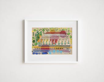 Prospect Park Boathouse Print: Brooklyn Watercolor Art