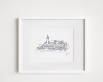 Portland Head Light Lighthouse Print: Abstract Travel Collage Art