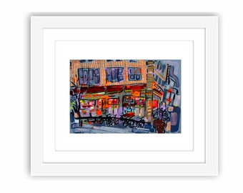 Veselka Diner East Village - Print and Framed - New York City Mixed Media Art Sketch City Watercolor