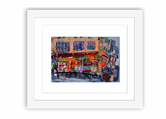 Veselka Diner East Village - Print and Framed - New York City Mixed Media Art Sketch City Watercolor
