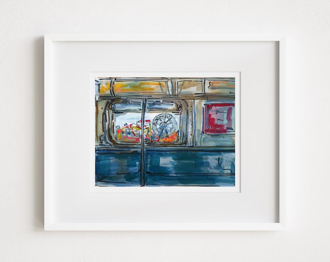 Coney Island Luna Park Print: Brooklyn NYC Watercolor Painting