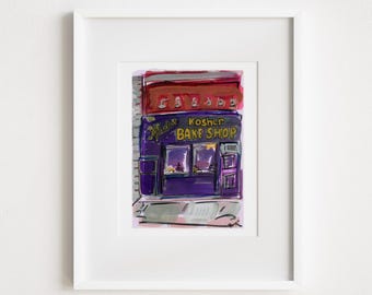 Watercolor New York City Moishe's East Village - Print and Framed - Urban Sketching Manhattan Storefronts