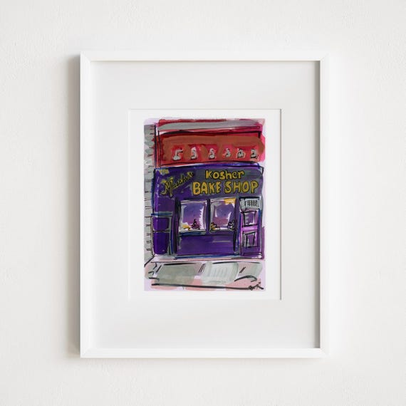 Watercolor New York City Moishe's East Village - Print and Framed - Urban Sketching Manhattan Storefronts