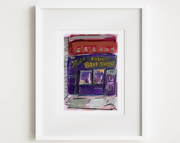 Watercolor New York City Moishe's East Village - Print and Framed - Urban Sketching Manhattan Storefronts