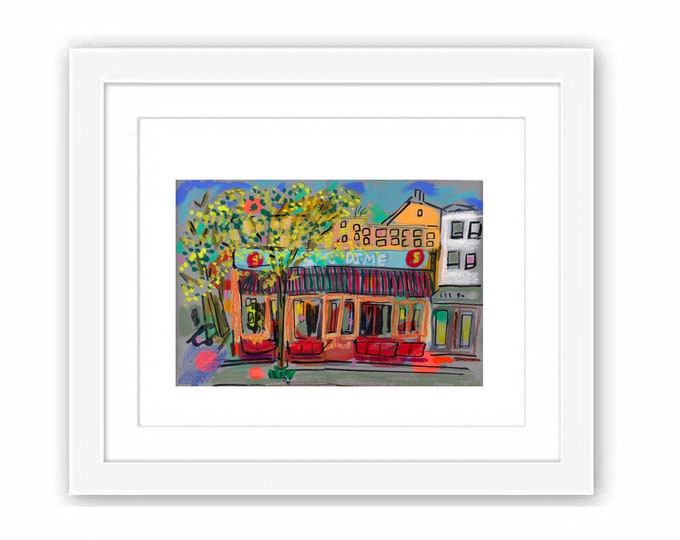 Lambertville New Jersey Five & Dime - Print and Framed - Watercolor Illustration Painting