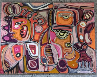 Original Painting - What We've Encountered - Oil on Canvas in Colorful Shapes