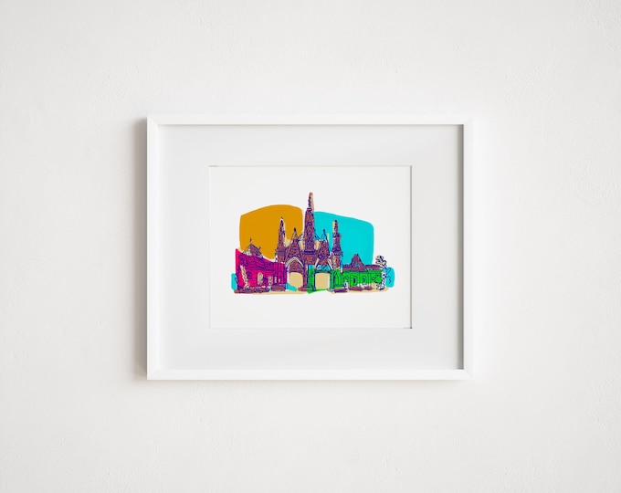 Greenwood Cemetery Gate Art Print – Colorful NYC Architecture