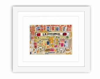 La Bobonniere West Village Diner - Printed and Framed - New York City Mixed Media Watercolor
