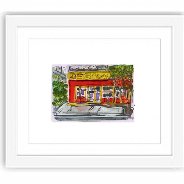 Papaya King Upper East Side - Print and Framed - New York City Watercolor Urban Sketch Manhattan Old Storefront