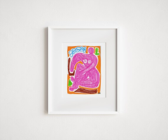 Pink Glowing Venus Print – Contemporary Figurative Art Print – Modern Goddess Illustration – Feminine Energy Artwork