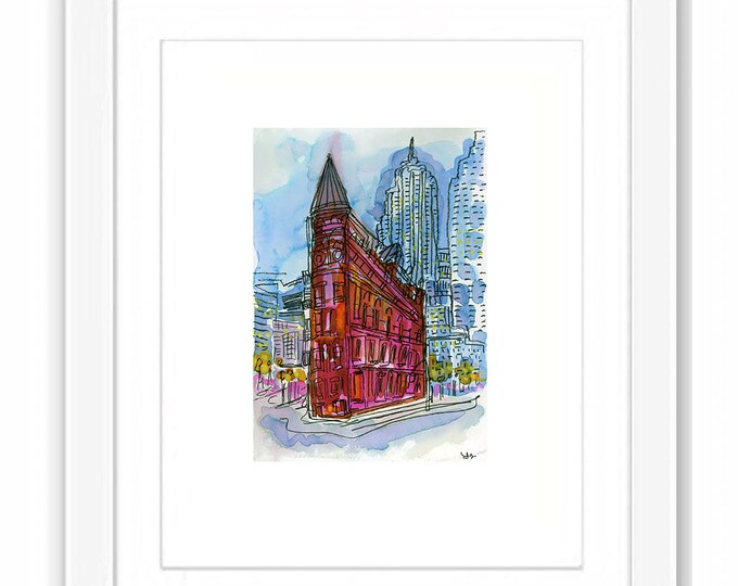 Toronto Gooderham Building Print: Watercolor & Ink City Illustration
