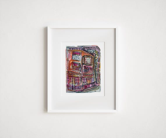 Print and Framed - Print Union Oyster House Boston - Illustration Watercolor City
