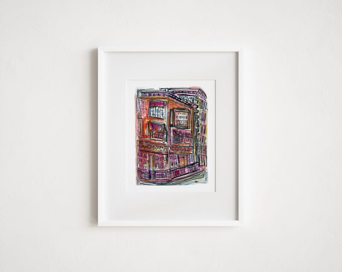 Print and Framed - Print Union Oyster House Boston - Illustration Watercolor City